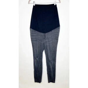 Madewell Maternity Jeans Over the Belly Skinny Charcoal Gray Distressed Size 32